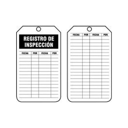 Accuform Spanish Safety Tags, INSPECTION RECORD, 5.75in x 3.25in, HS-Laminate, 5PK SHTRS307LTM